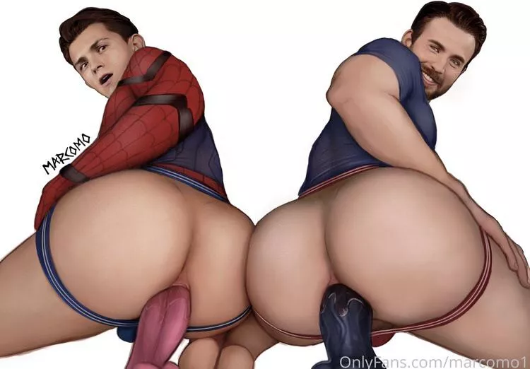 Cap and Spidey getting ready for their visit to Wakanda (Captain America and Spider-Man) (Marcomo) posted by Morningstar410