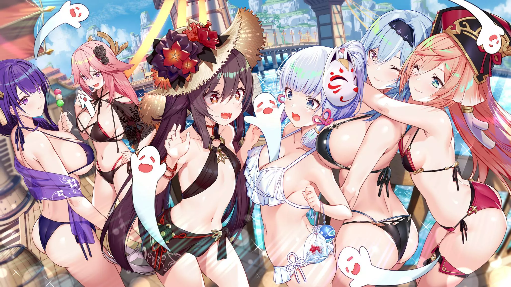 Genshin Waifus in swimsuits. posted by Emilia67