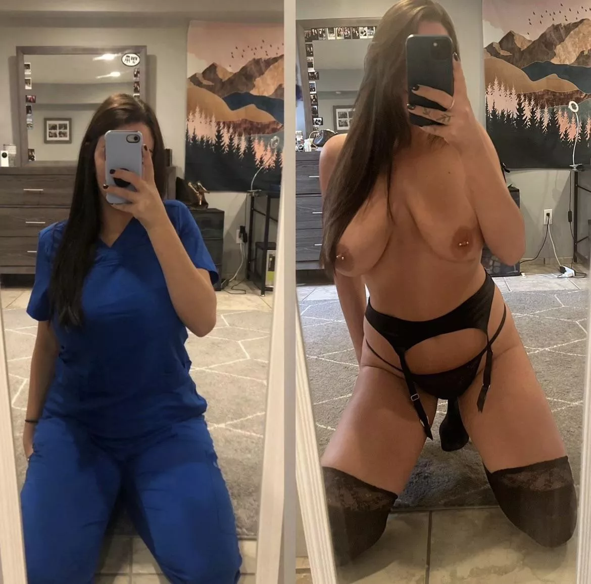 Hospital uniform vs. Reddit uniform [oc] [f] posted by baileymilburnxo