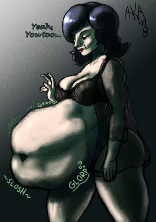 {image} Serleena's snack (Artist: AfroKamoo) [Post-vore] [Implied] [Female Pred] by Melancholy_Gradient