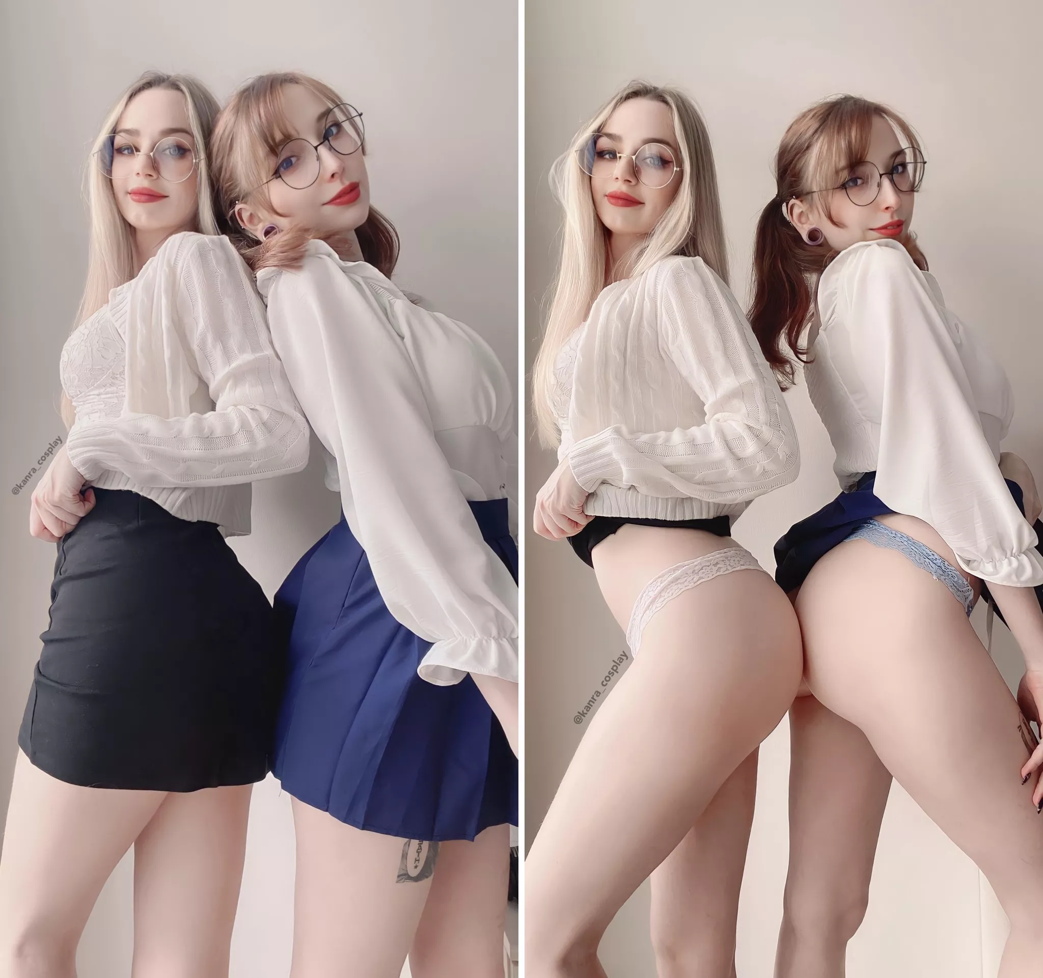 Two girls in mini skirts which one you will chose? posted by Kanra_Cosplay