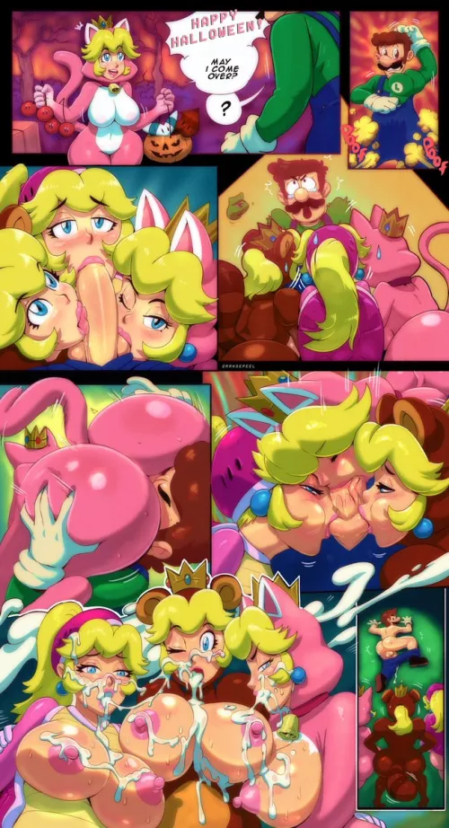 Mario 3D World's Halloween (Orange-Peel) by ObserveAndHerve