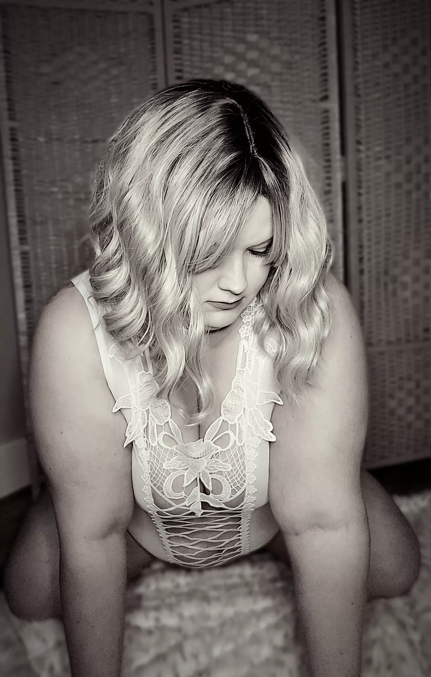 Maybe my wife can brighten your Monday. On her knees ready and waiting. posted by firefighteremt19