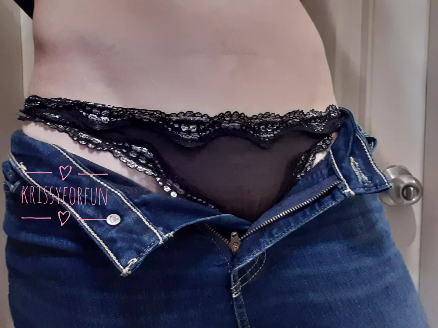 Sheer Denim Peek posted by KrissyForFun
