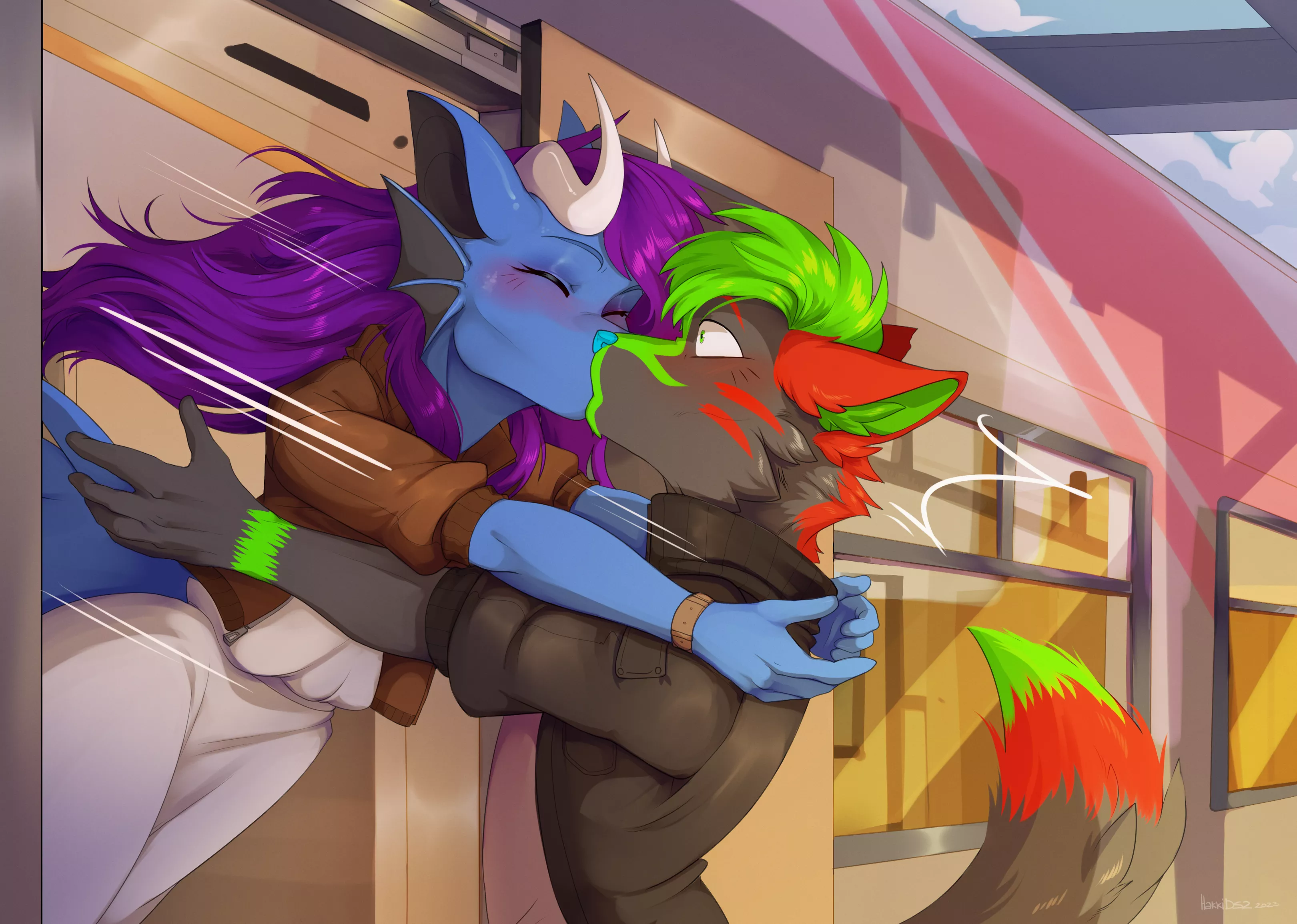 Smooch! (art HakkiDS2; characters me) posted by Akeero