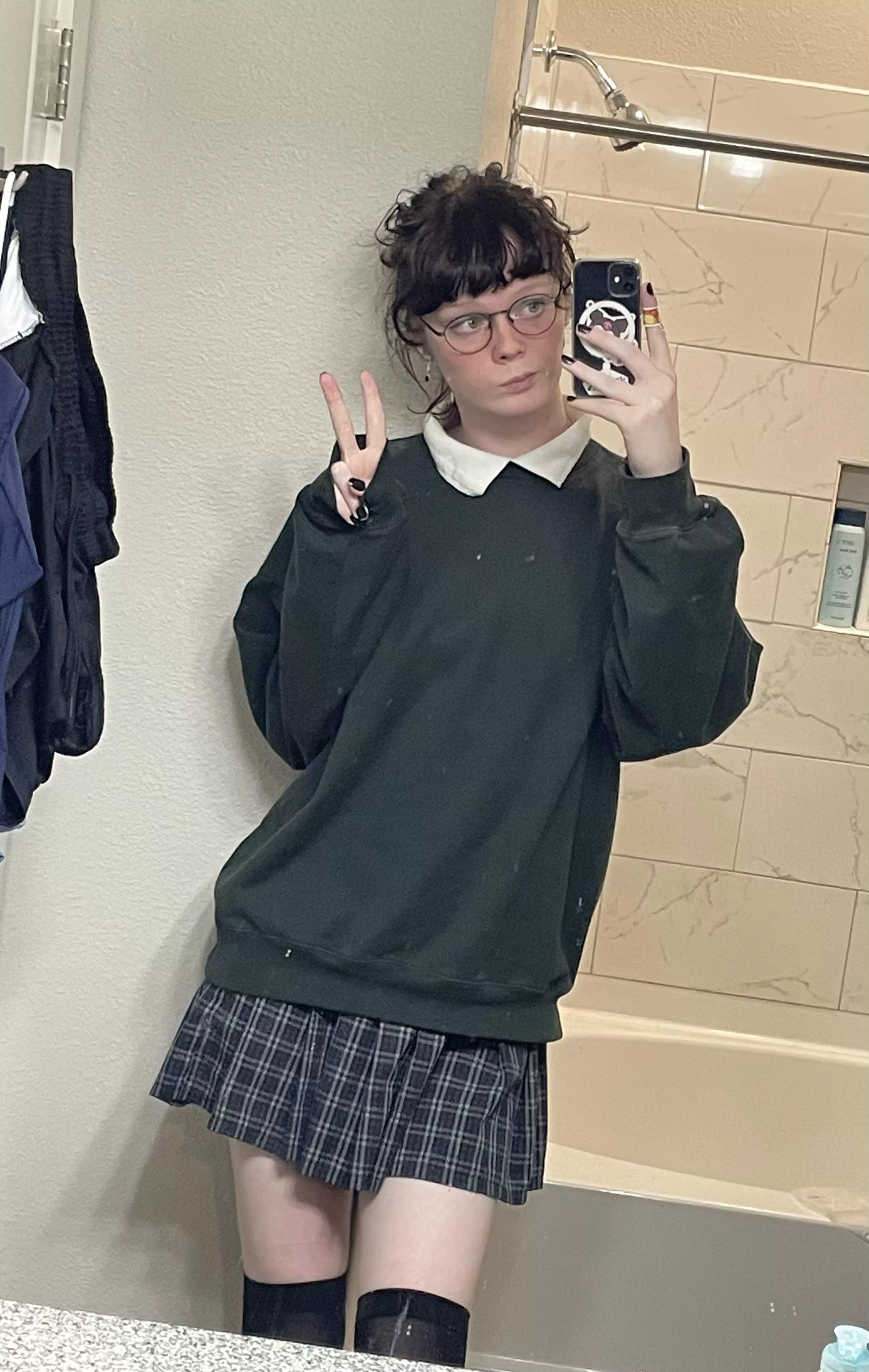sorry for the dirty mirror, but is this a cute school outfit? posted by BiigMama