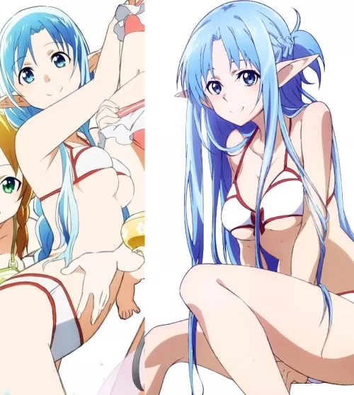 Asuna's new bikini is a bit small for her chest.. can you tell? by Pristine_Hedgehog861