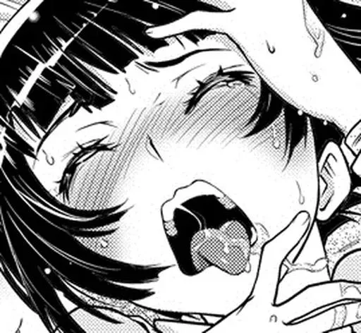 Lf Mono Source: 1girl, ahegao, blush, open mouth, sweat, drooling, black hair, face, close up, short hair, eye closed, tears, upper teeth only, tongue out posted by saheel007