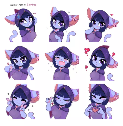 Sticker pack for Myra 💜 (commissions are also open) by Lomtya