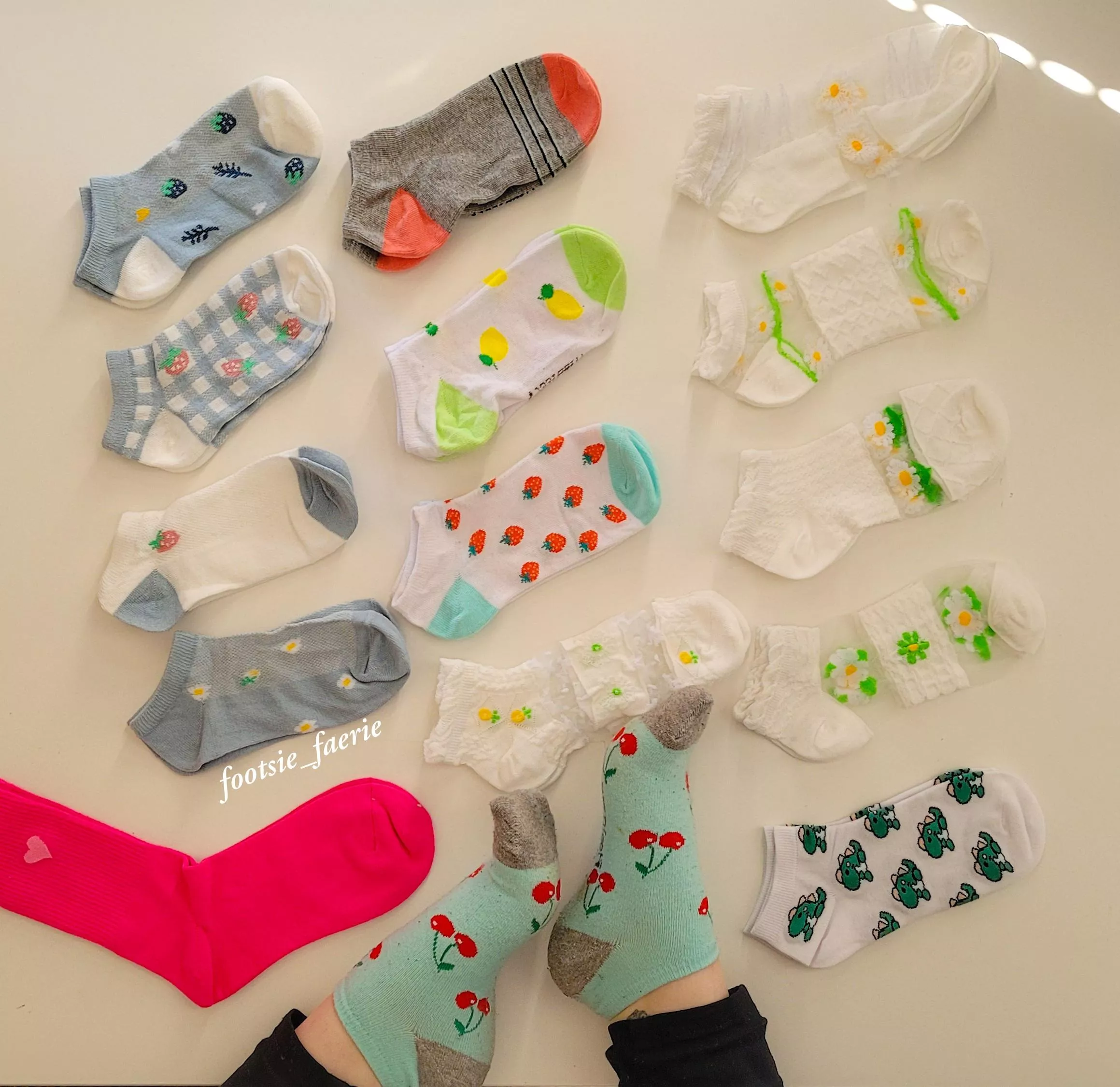Who wants a sneak peek inside my sock drawer? 🤭 Which ones are your favourite? Yes, those white ones are see through 🥵😈 [Selling, UK] posted by footsie_faerie