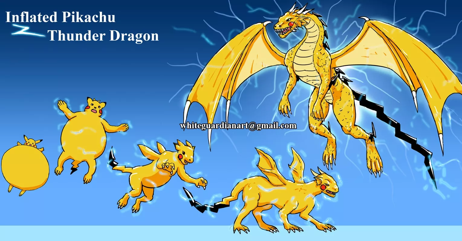 [For Hire] Inflated Pikachu become Thunder Dragon TF. Commission open. Contact me by Email. Thank you. posted by WhiteGuardian82