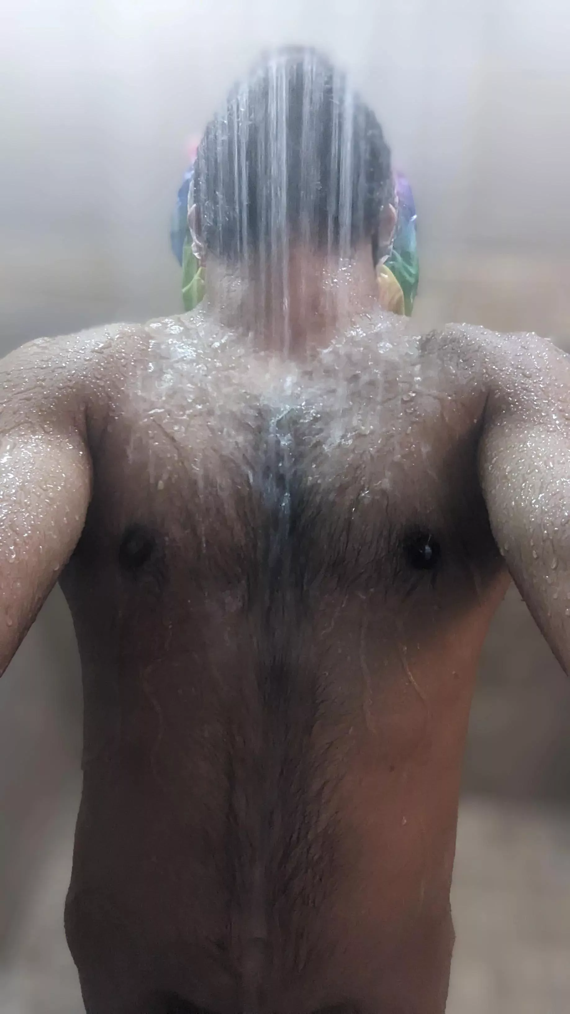 Keeping that chest hair clean and moisturized posted by HeavyMetalHair666