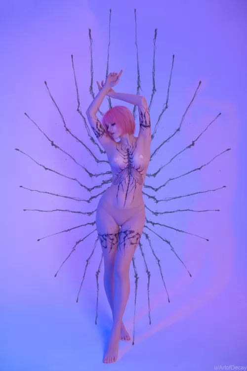 My bodypaint and digital background on Tenletters by ArtofDecay