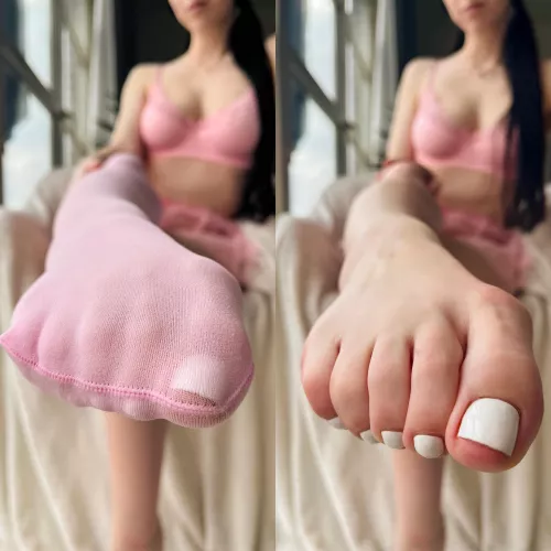 On or off? Both smell amazing though🤭😜 by Myla_feet