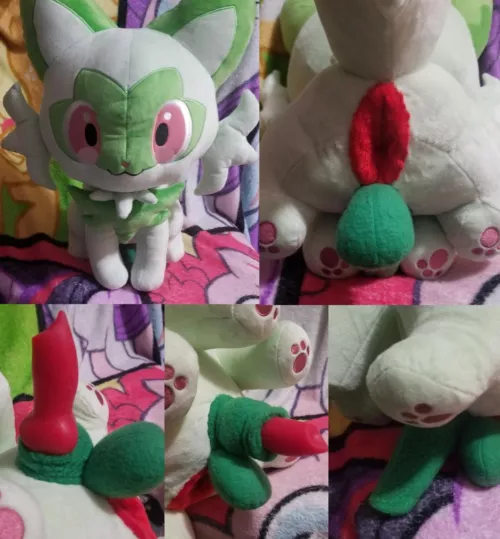 Recently commissioned NSFW fuckable life size male feral Pokemon Sprigatito cat with useable anus, canine dildo penis with knot, sheath and balls [m] (Furrysale) by Furry-sale