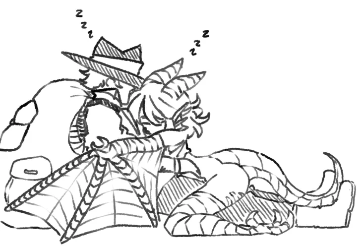 Sleepy time WyvernXHusband sketch by Legendhart