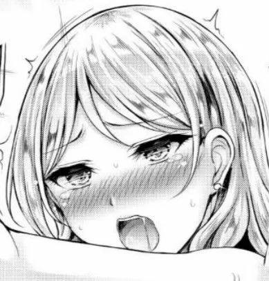 Lf Mono Source: 1girl, blush, open mouth, sweat, hair between eyes, face, close up, long hair, half closed eyes, upper teeth only, earrings, tears posted by saheel007