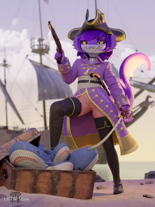 Pirate Shark Girl! (Art by me @LinTheShark) by Gamedev_Shark