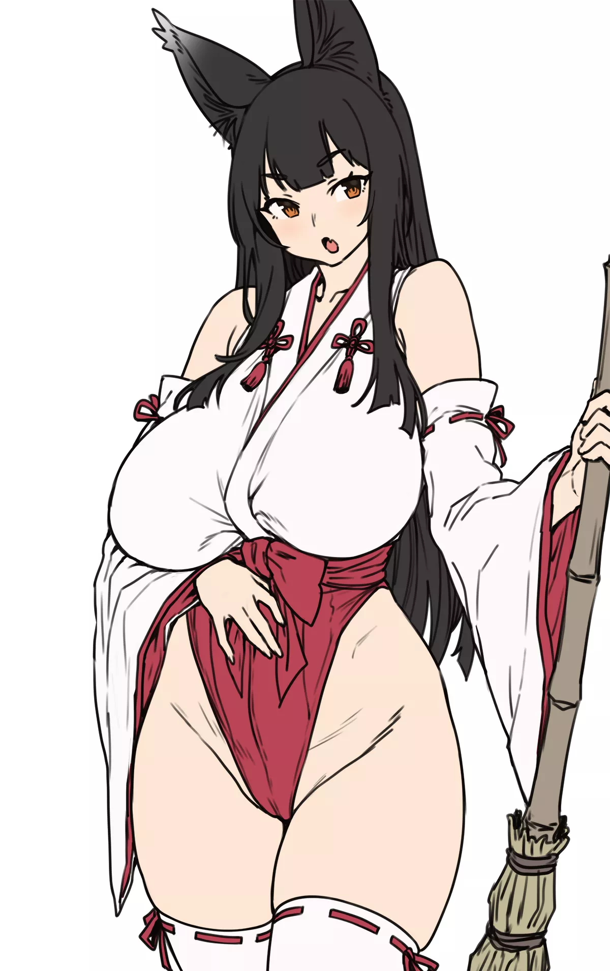 Highleg Leotard Shrine Maiden (Houtengeki) [Original] posted by llamanatee