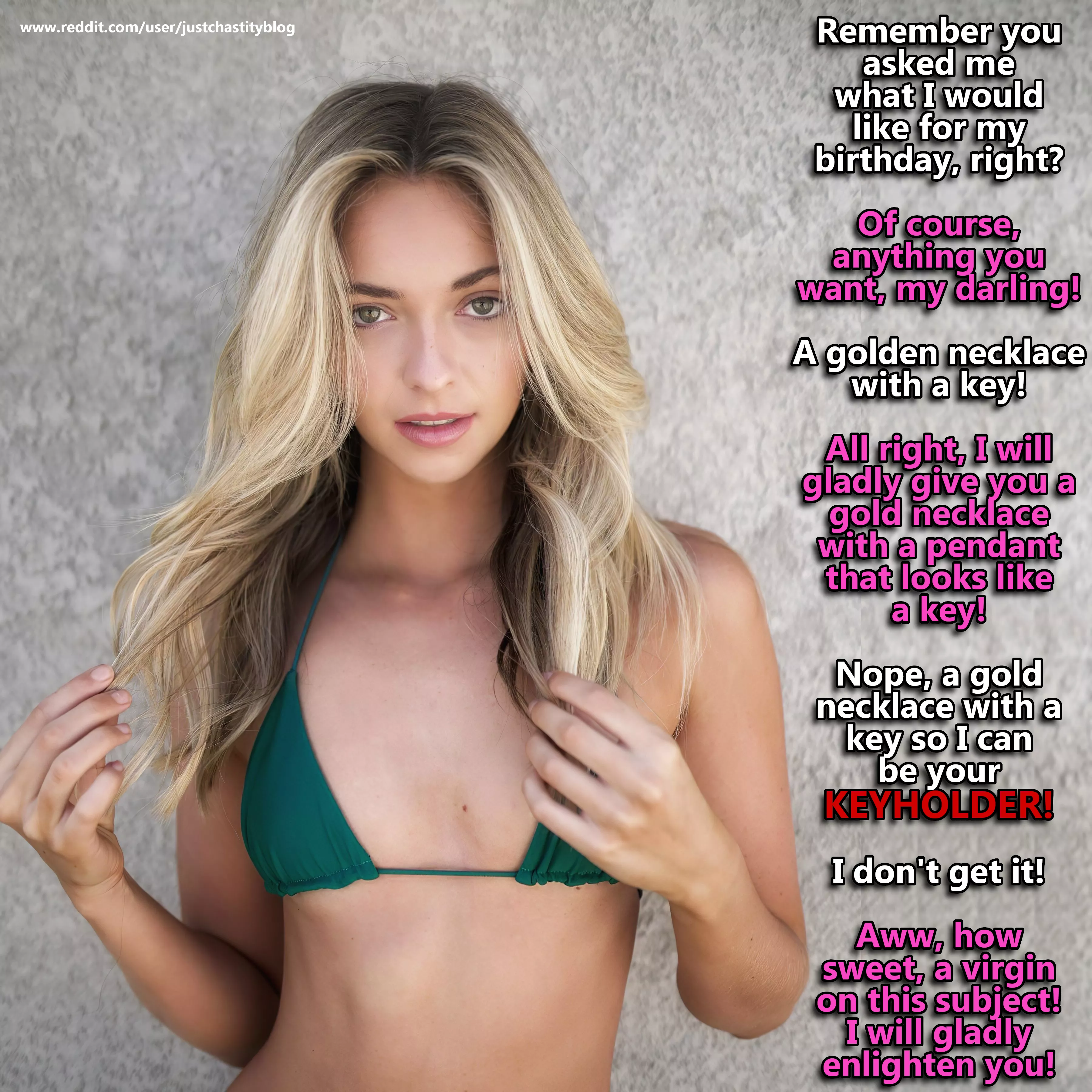 There should be men yet know nothing about their luck! posted by justchastityblog