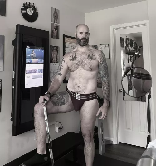 Who’s joining me for a #jockstrapfriday workout, you know the only acceptable attire!! by Ctosteve