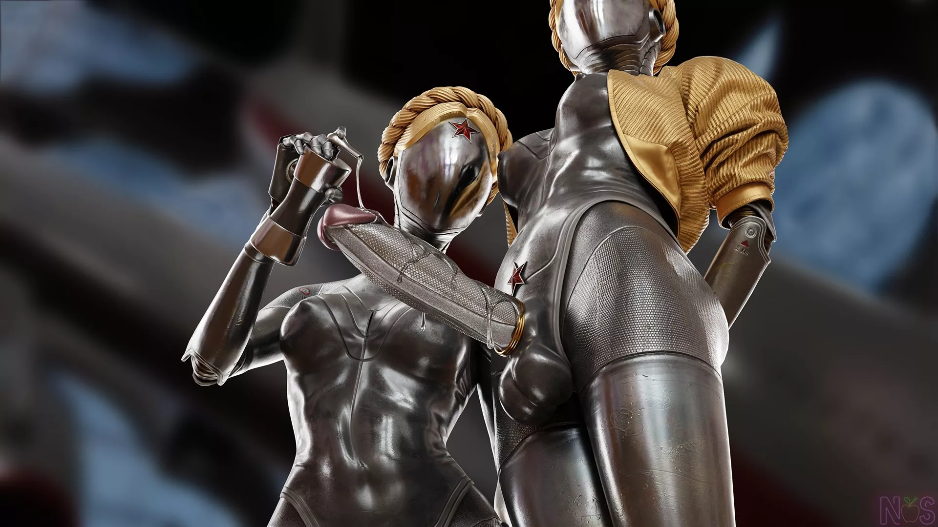 Ballerina robot twins, (NeonSin) [Atomic Heart] posted by seequiNz