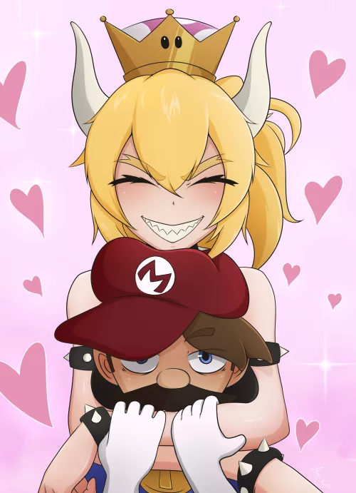 Bowsette and Mario [Made by me] by Benjo_Spaget