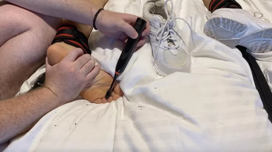 I had to stuff his sock in his mouth as a gag cause he was making so many noises 😅 by tticklerr