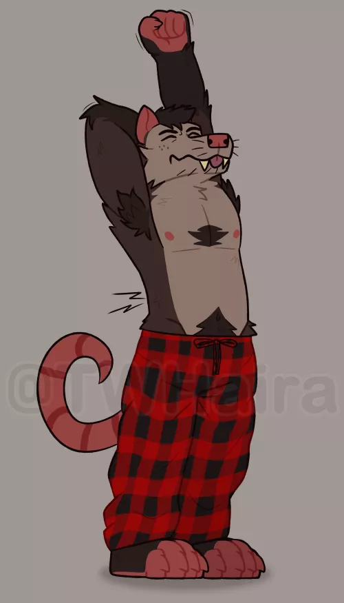 My sona doing the morning stretches with the funny twitter pants by lucasksks11