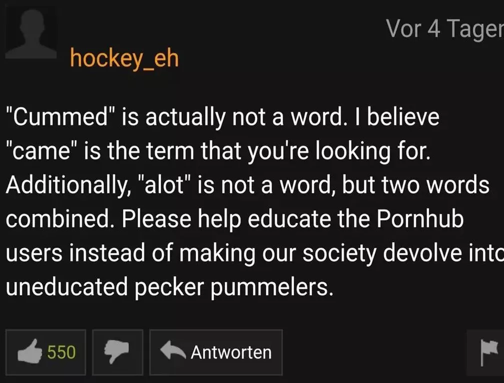 Found this Grammer Nazi on pornhub posted by airtightFemur