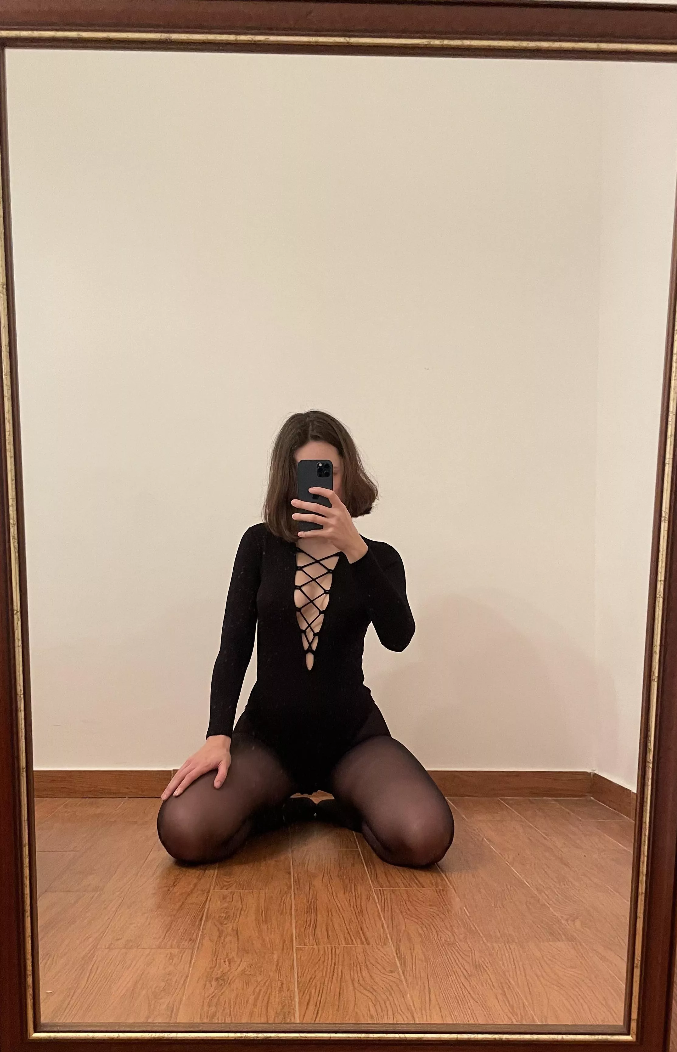 Gorgeous black bodysuit and nylon combo posted by Rica_Costa_