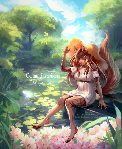 My summer art with gorgeous canine ^^ by Soroka_Latte