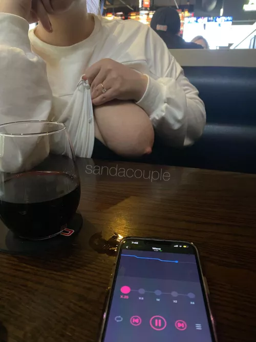 Stranger controlling my vibrator while I flash my tits at the local bar by SandAcouple
