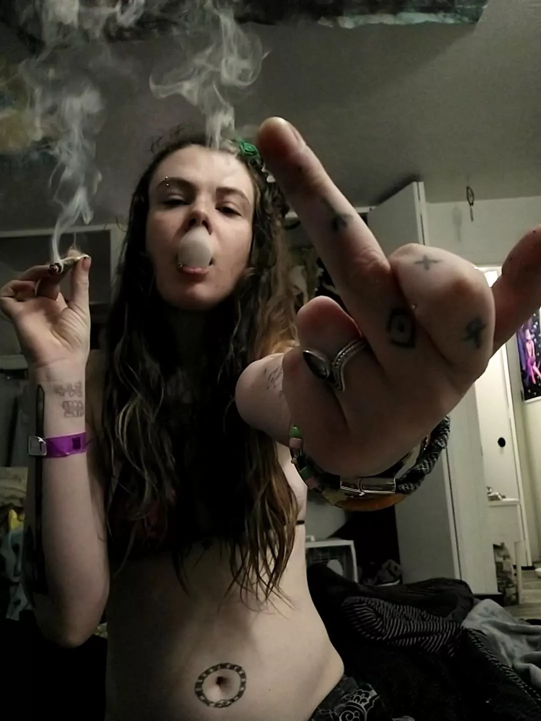 Don't play with fire if you can't handle the heat. 🔥🖕(This is a hand rolled cigarette!!) posted by GoddessOpheliaJones