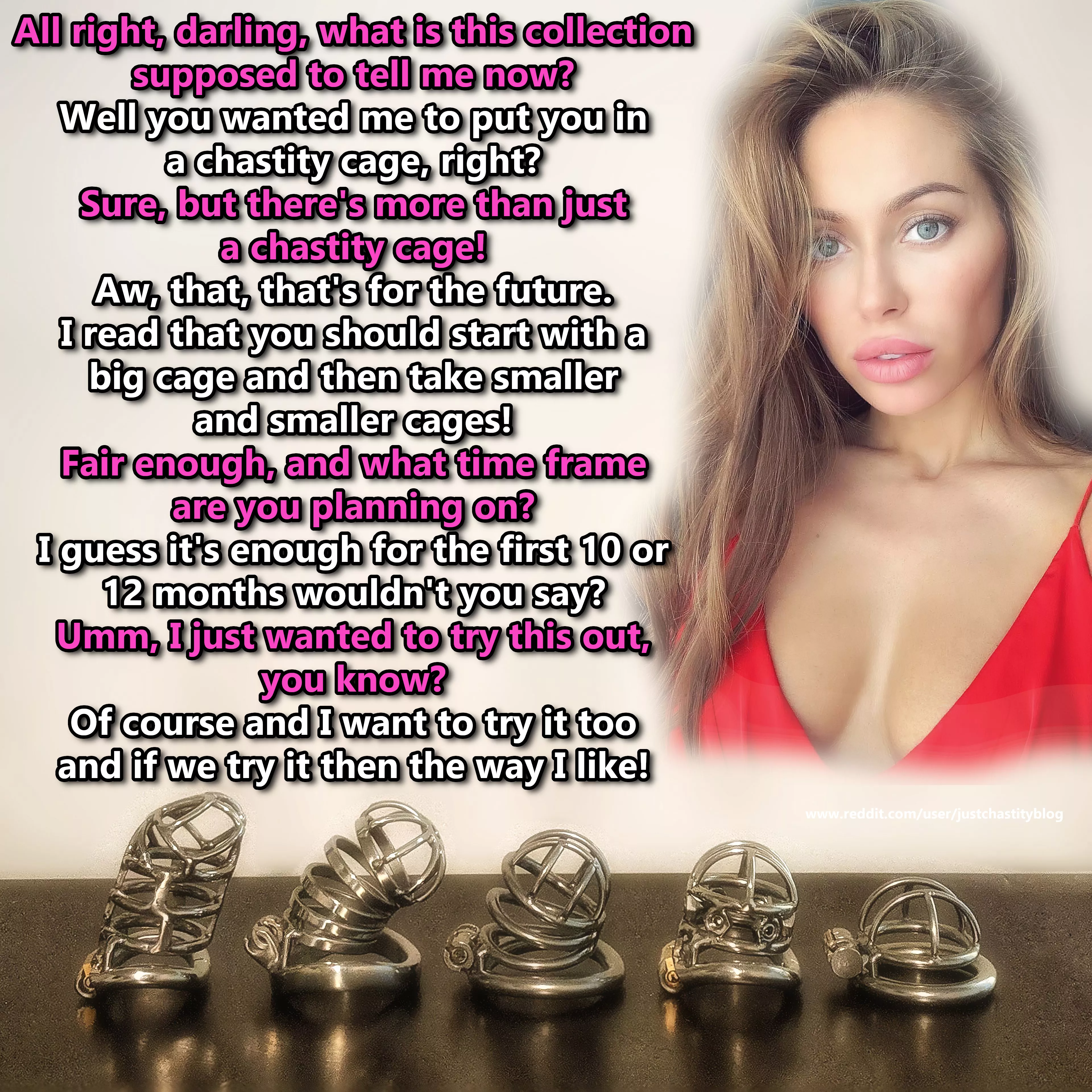 Get used to the fact that she will be calling the shots from now on! posted by justchastityblog