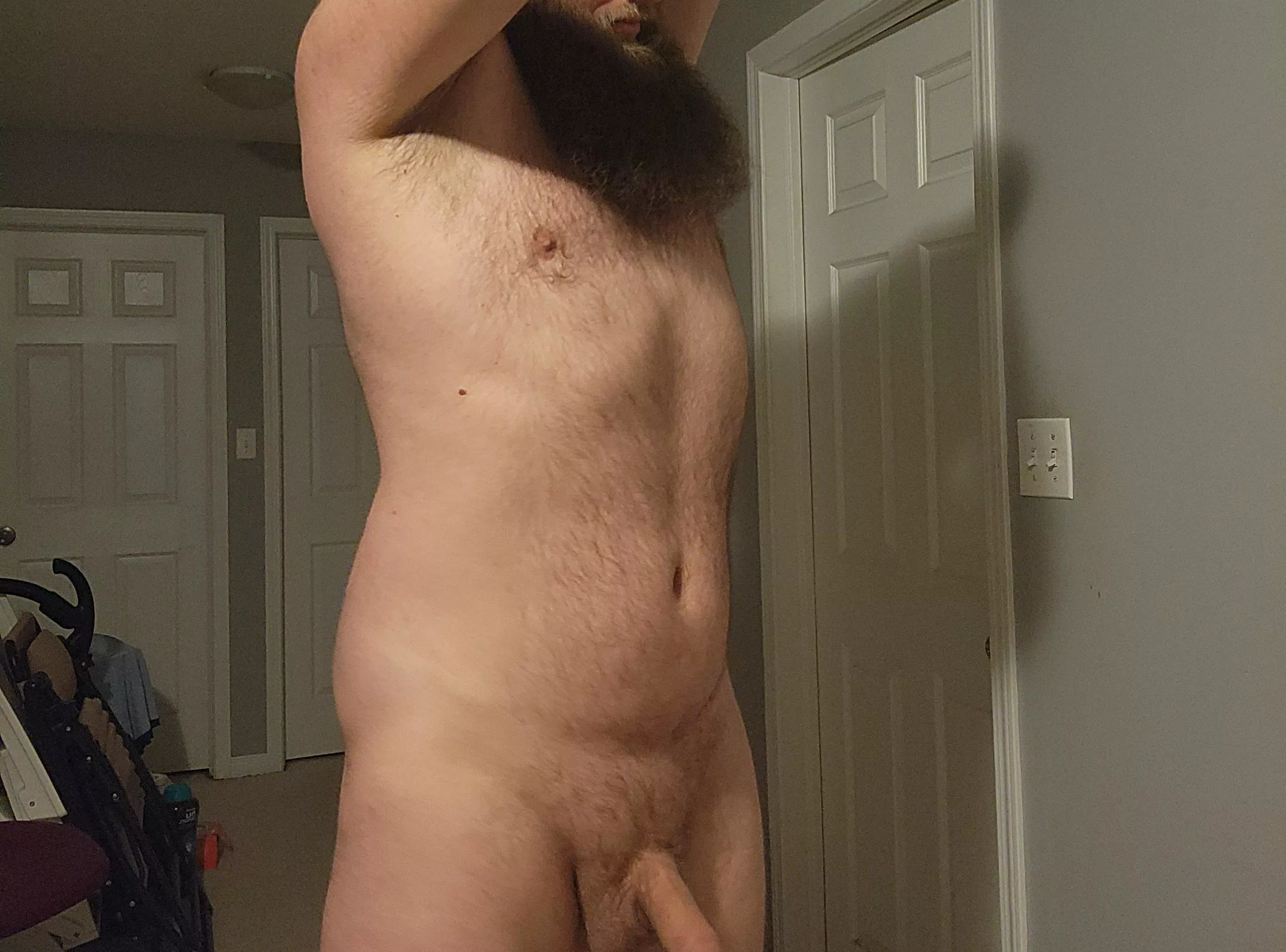 Morning stretch. 😎😎 posted by BeardeddBombshell