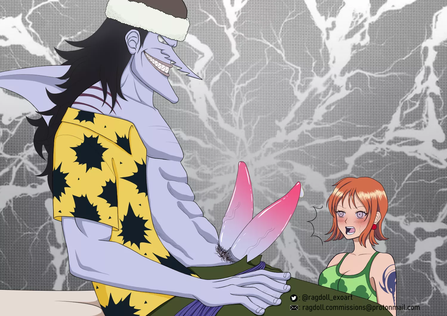 Nami discovering that sharkmen have two cocks (fanart) (ragdoll) posted by ragdoll-exoart