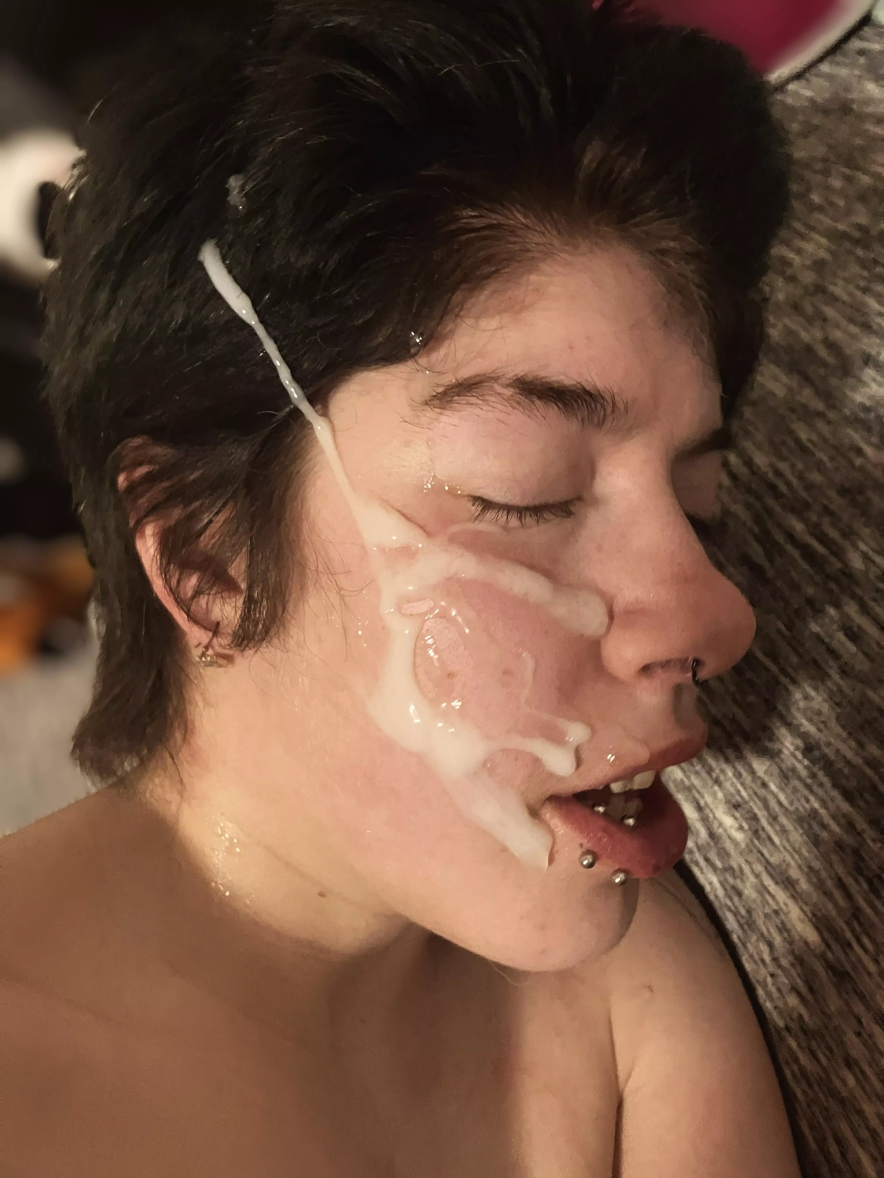 So much delicious cum on my face. posted by Lady-Levi