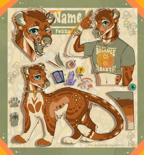 Would you be friends with this hippie good vibes Fossa? ✨ (Art by me @arcanid_ at IG) by Arcanid_