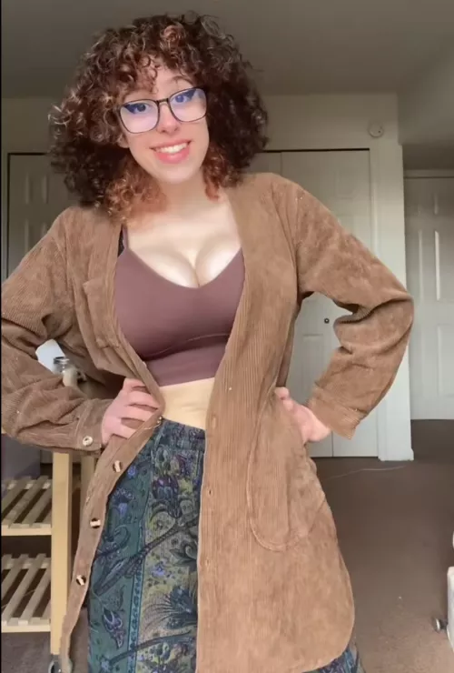 Cute girl with glasses and huge natural tits by BustyWomenAreBetter