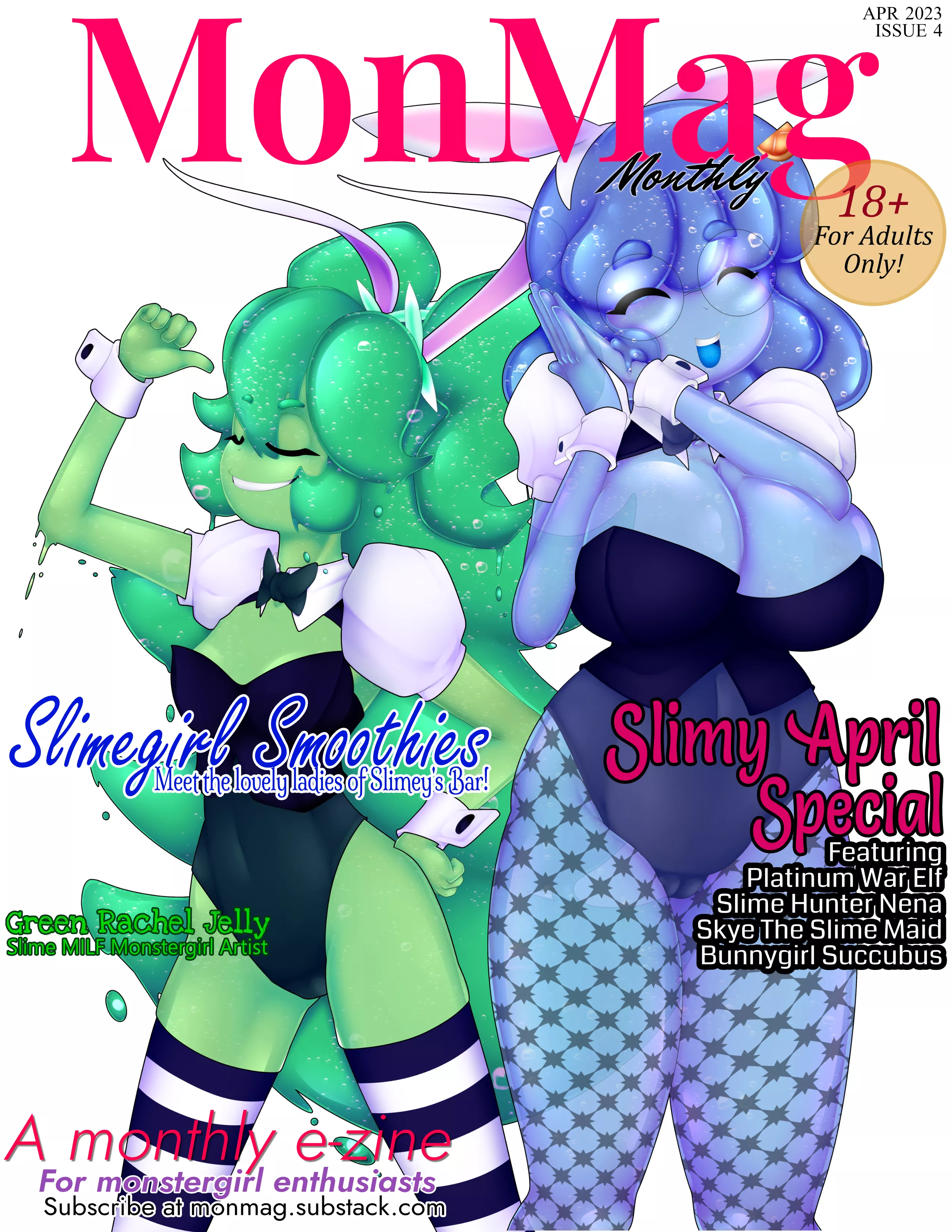 MonMag Issue #4: A (nude) interview with the bartenders of Slimegirl Smoothies! Read it at monmag.substack.com posted by CyberScherzo