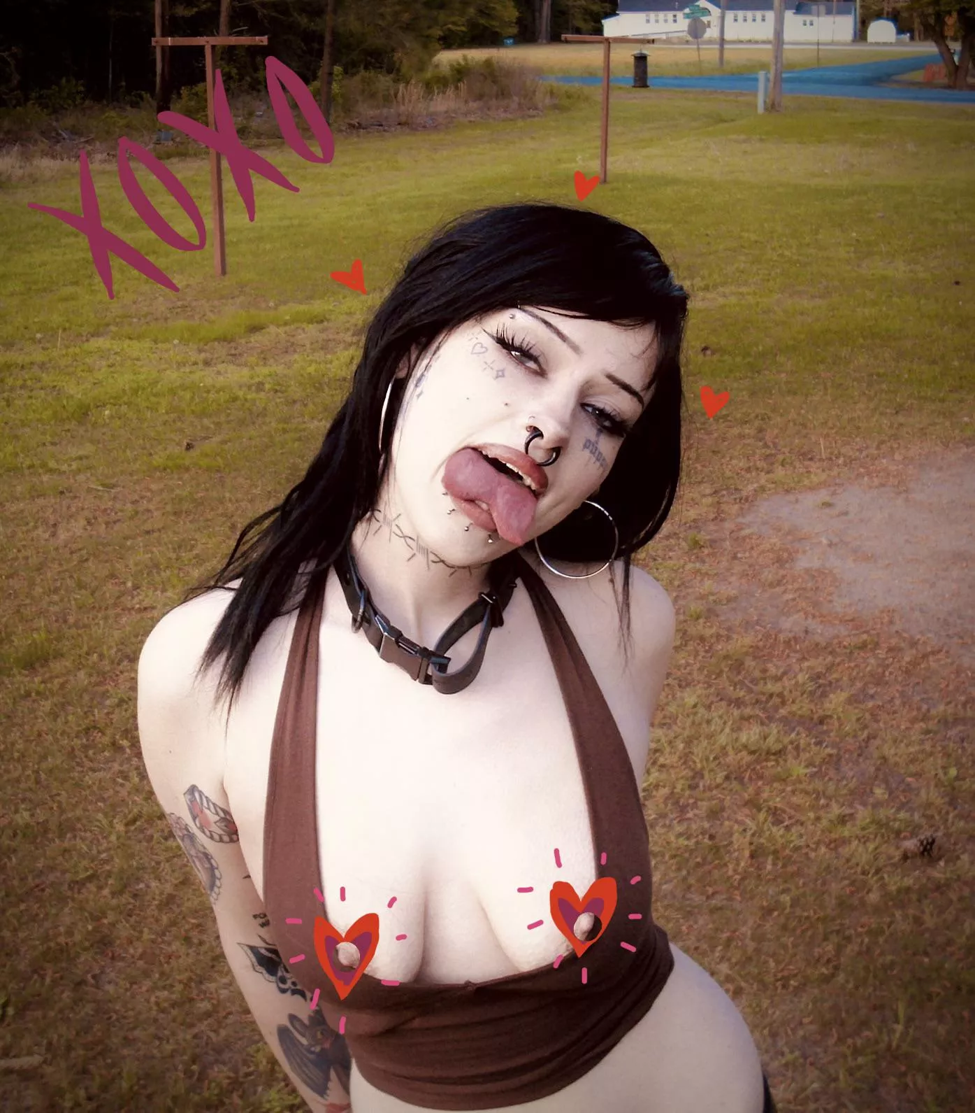 something about my tongues and face tats 😋💗 posted by lostwetdog