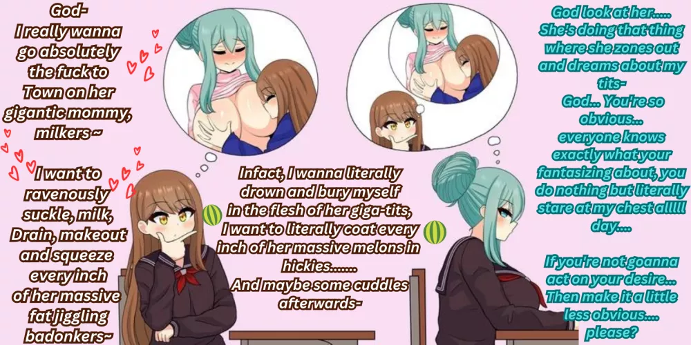 A boobalishous fantasy- [Big tits] [yuri/lesbian] [Tit makeout] [Comedic] [Artist -The Only shoe] by That-one-Ace-