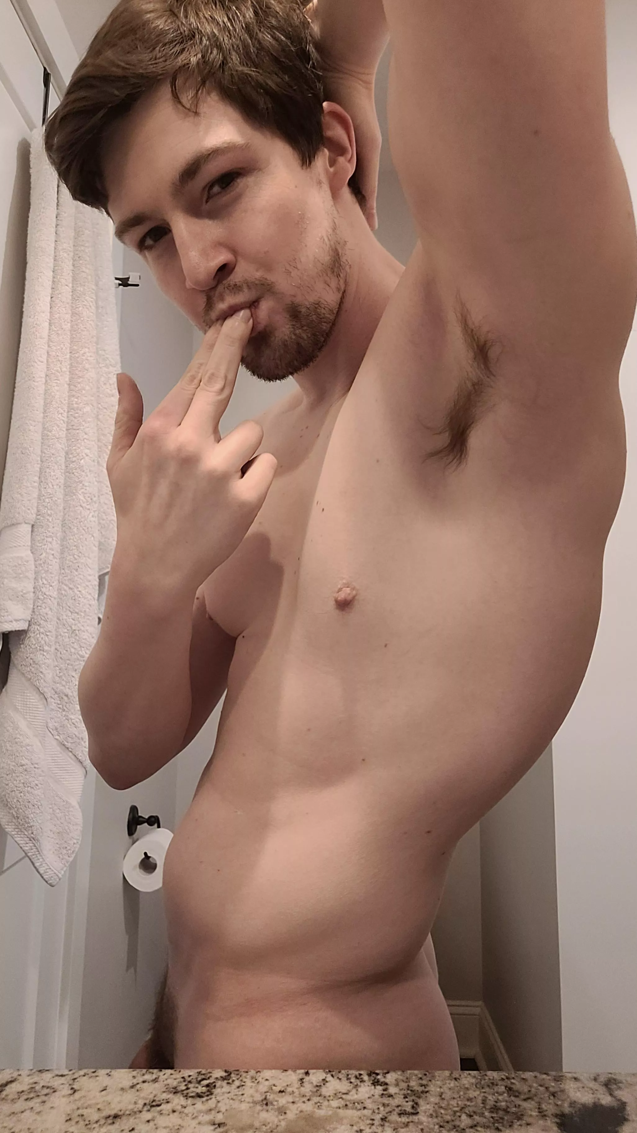 Licking my armpit sweat off my fingers in the mirror because it lets me see, taste, touch, and smell myself all at once 😉 posted by ihavechronicrealness