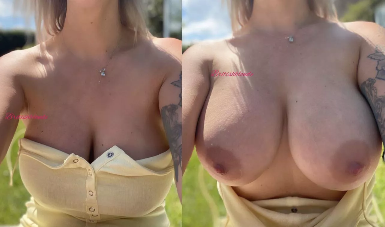 Took these whilst sunbathing.. rate my 44yr old rack!😜 posted by britishblondex