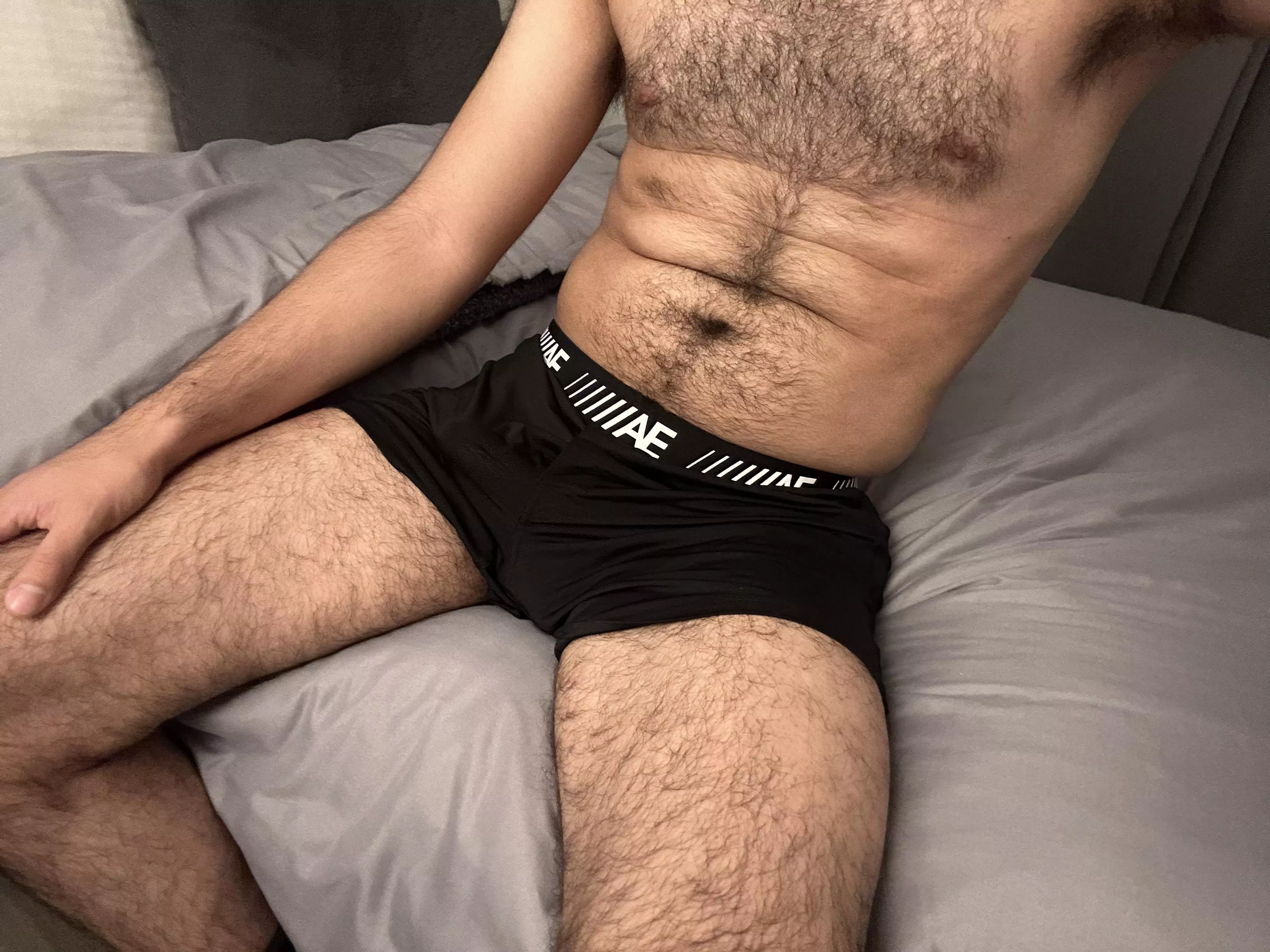 Comfy boxers showing off my hairy thighs posted by _w0lverin3