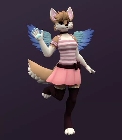 Render size was small, lots of noise, light not set up the best but I did my first render of my Snow model in blender lmao by Snowwingedwolf