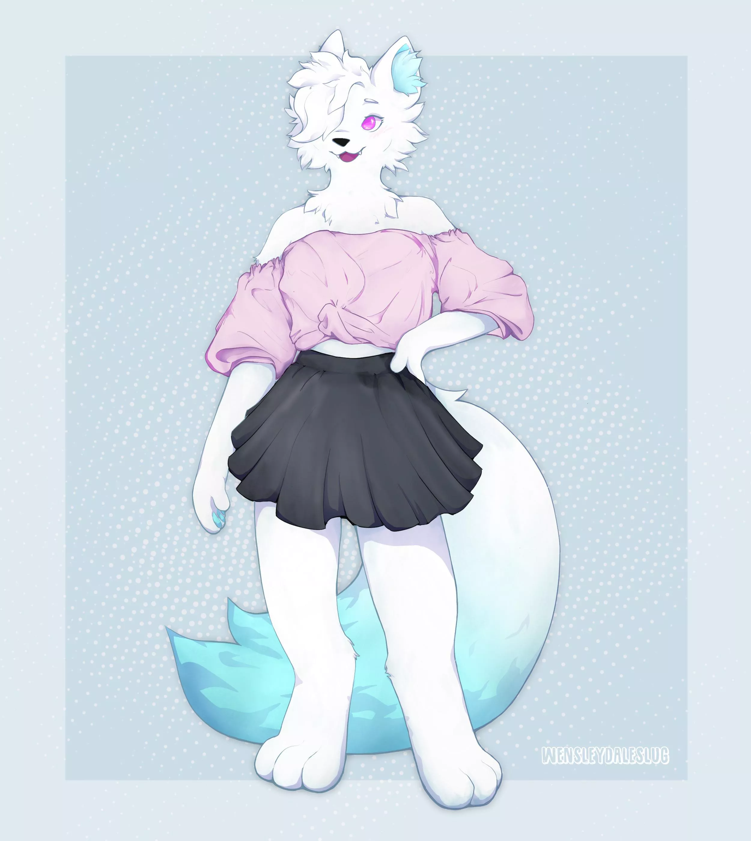 Rendered fullbody comm, I love how the hair fluff turned out! 💞 posted by Wensleydaleslug