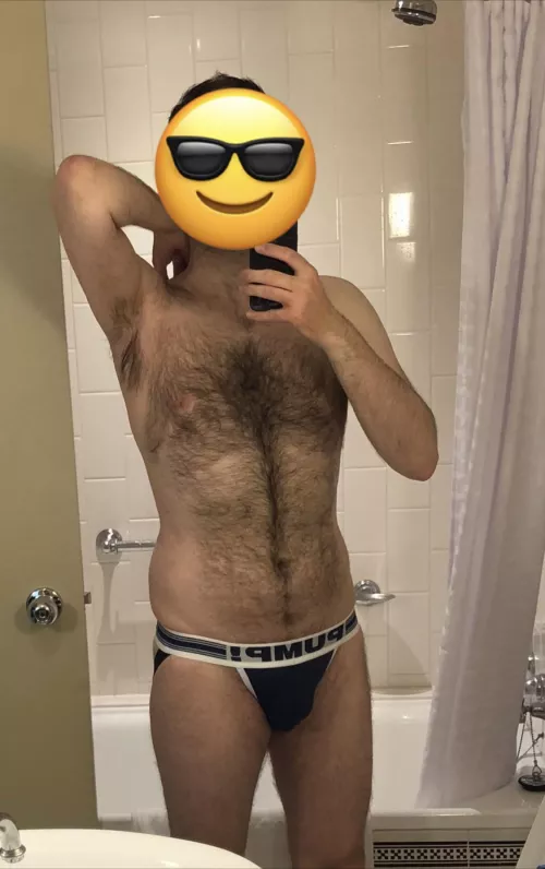 I feel like I’m living out of hotel rooms at the moment. Happily, today is for pleasure not business. I’ve a wedding this afternoon (not mine.) I’ll change out of the jock into something more conservative. by Richardse110