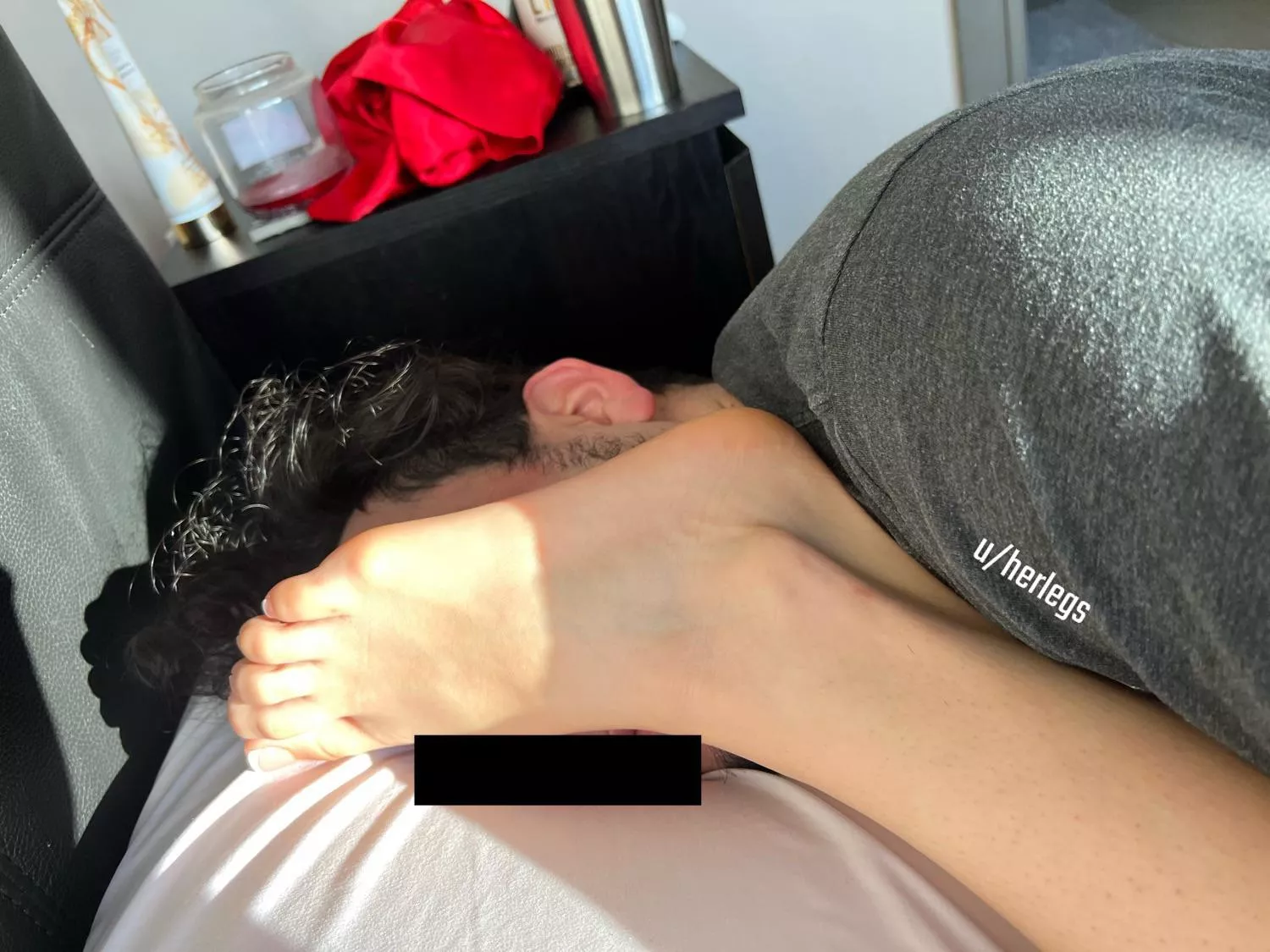 I was bugging him all morning cause I needed my feet worshiped but he wanted to sleep lol posted by herlegs